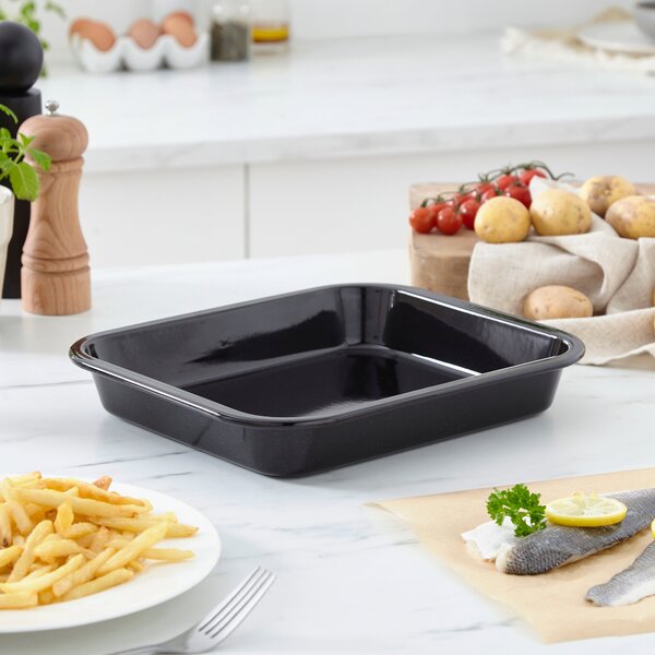 Vitreous Enamel 30cm Oven Tray Black