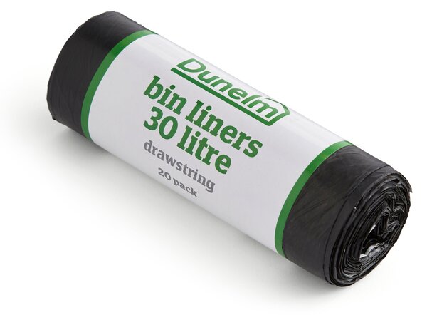 Pack of 20 30 Litre Draw String Bin Liners Black