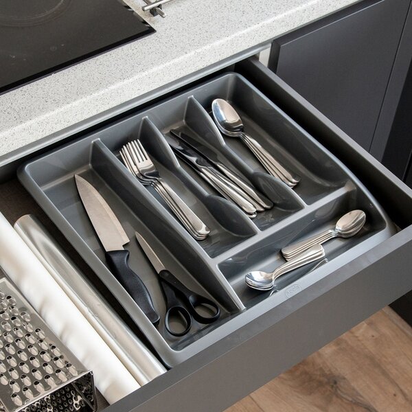 Addis Metallic Cutlery & Drawer Organiser Metallic Grey