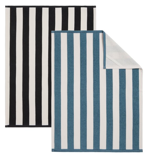Pack of 2 Striped Tea Towels Pacific Blue