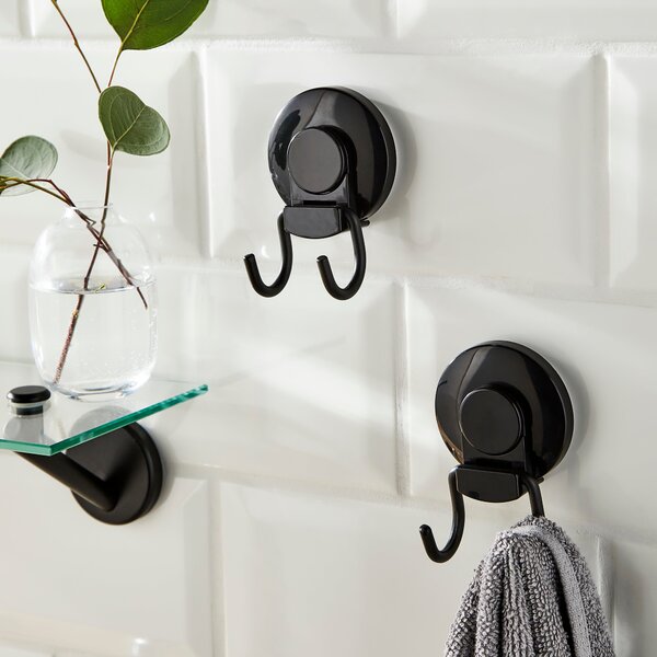 Set of Two Wire Suction Hooks Black