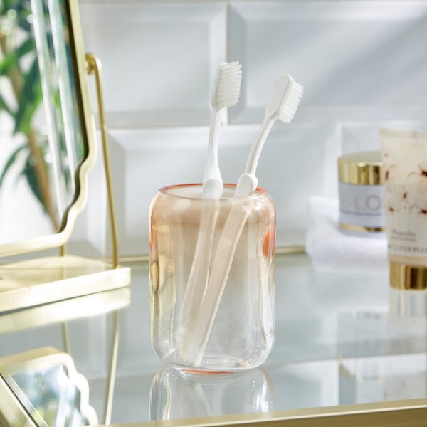 Ombre Apricot Glass Toothbrush Holder Apricot