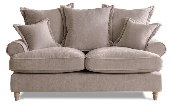 Comfy Riley Pillow Back Chenille 2 Seater Sofa | Modern Grey Green Gold Blue Living Room Settee | Upholstered Fabric Small Lounge Couch Roseland UK