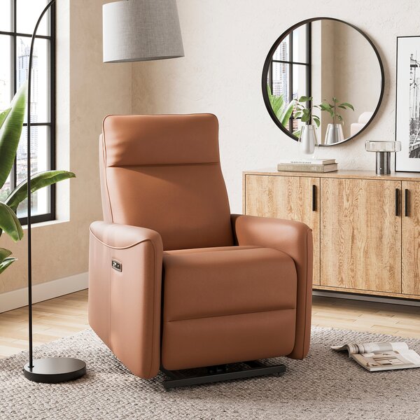 Olli Boxy Rise and Recline Chair, Faux Leather Tan (Brown)