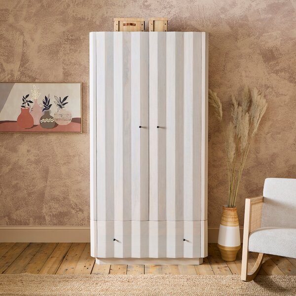 Willa Double Wardrobe, Mango Wood Off-White