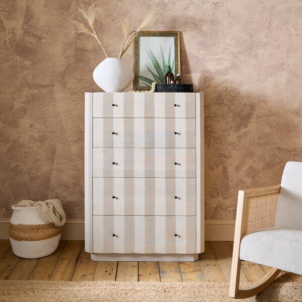 Willa 5 Drawer Chest, Mango Wood Off-White