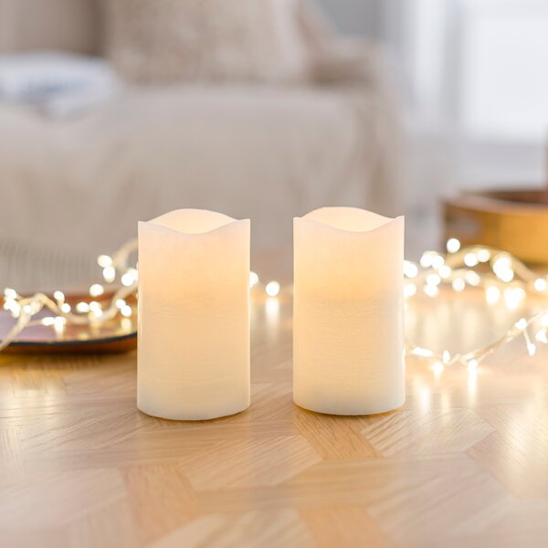 Set of 2 Apple & Cinnamon LED Pillar Candles White