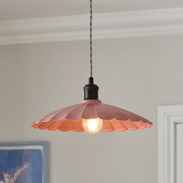 Maya Scalloped Metal Easy Fit Pendant Shade Rose