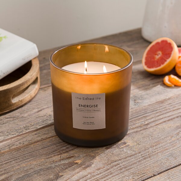 Energise Soy Wax Multi Wick Candle Brown