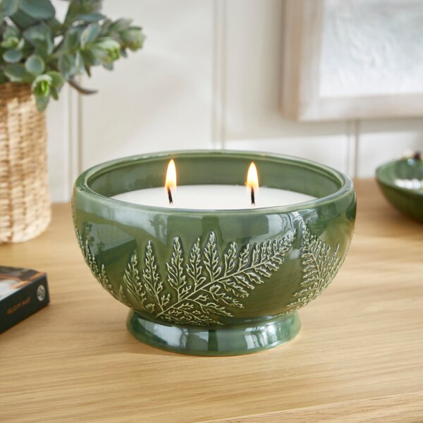 Churchgate Olive Leaf & Fern Round Multi Wick Candle Green