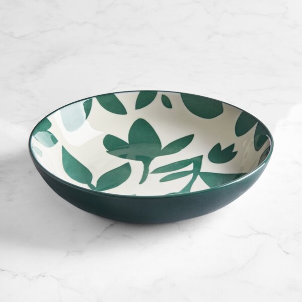 Elements Silhouette Green Stoneware Pasta Bowl Green