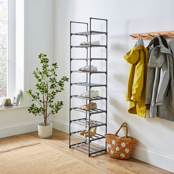 10 Tier Plastic Shoe Rack Grey