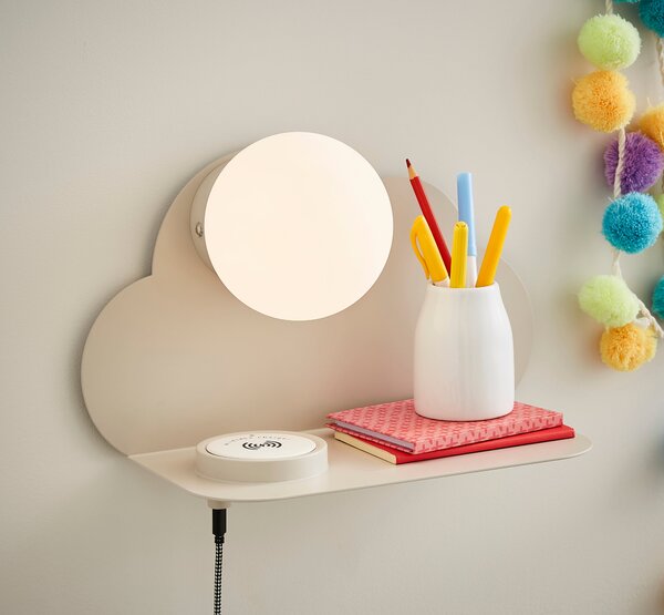 Rechargeable Touch Dimmable Wall Light with Cloud Shelf White