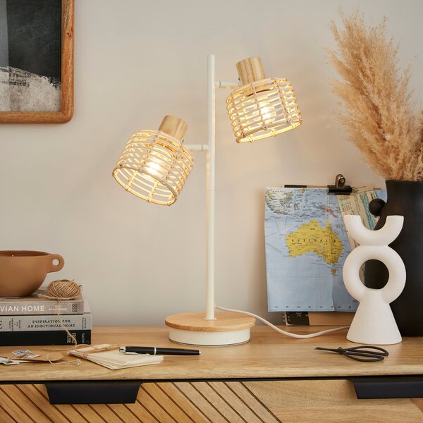 Emil Rattan 2 Light Adjustable Table Lamp Natural