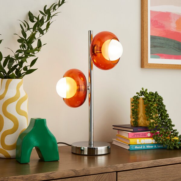 Elements Bennett 2 Light Table Lamp Orange