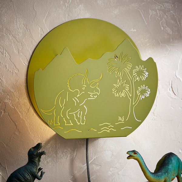 Dinosaur Metal Wall Light Green