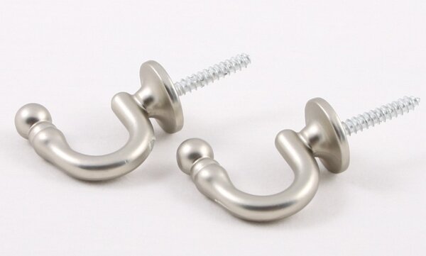 Hooks for tiebacks - satin nickel (set of 2)