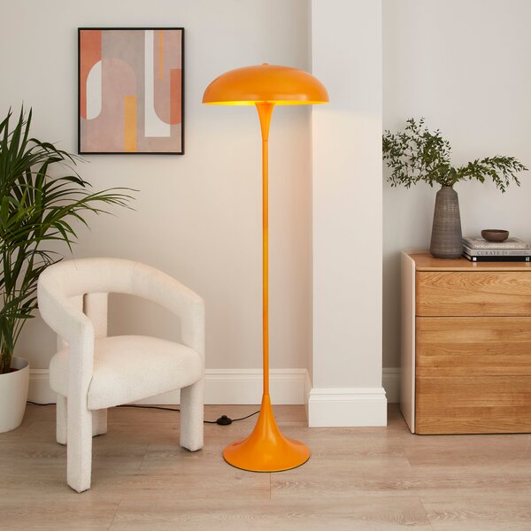 Elements Lennon Industrial 2 Light Floor Lamp Orange