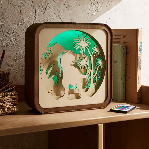 Dinosaur Layered Colour Changing Light Box Brown