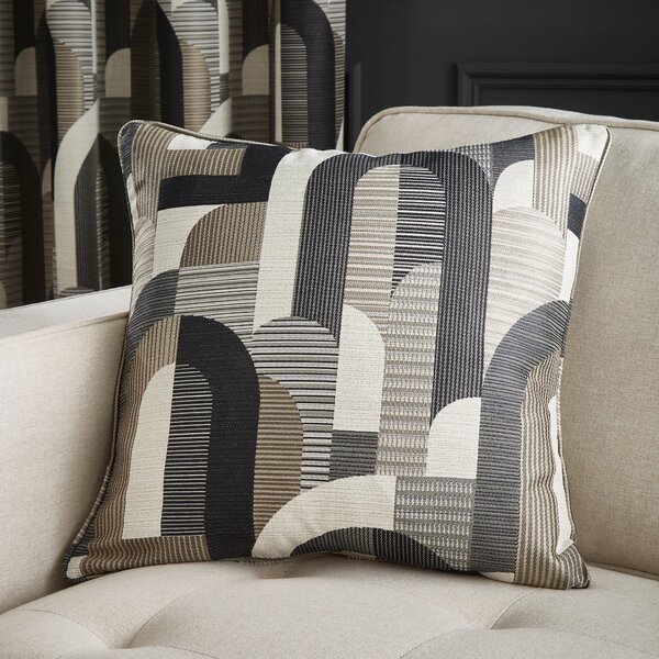 Alvin Geometric Jacquard Cushion Charcoal