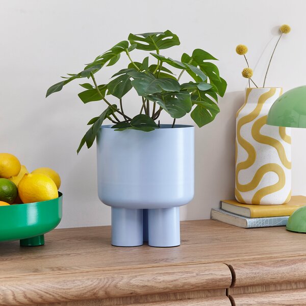 Elements Metal Footed Plant Pot Sky (Blue)