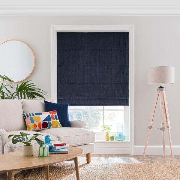 Corded Textured Navy Roman Blind Navy (Blue)