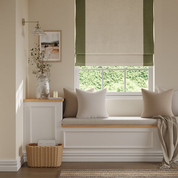 Luna Bordered Olive Blackout Roman Blind Olive