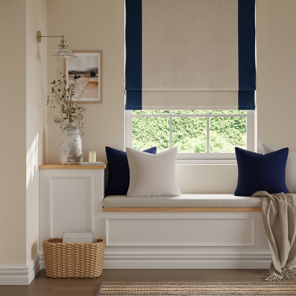 Luna Bordered Navy Blackout Roman Blind Navy (Blue)