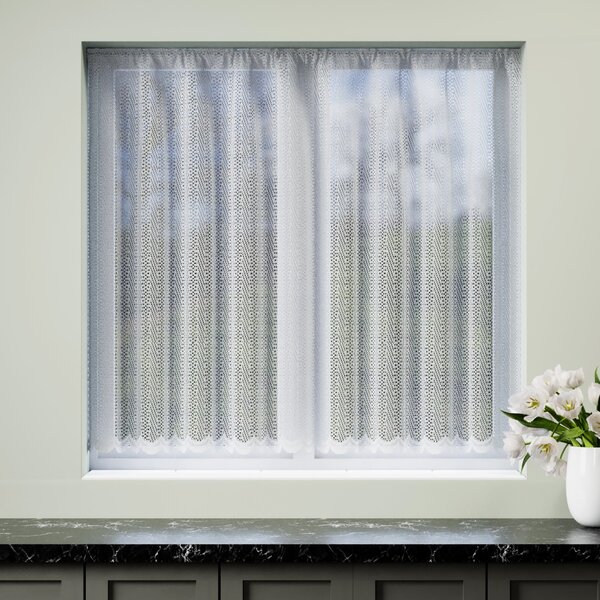 Scallop Slot Top Net Curtain White