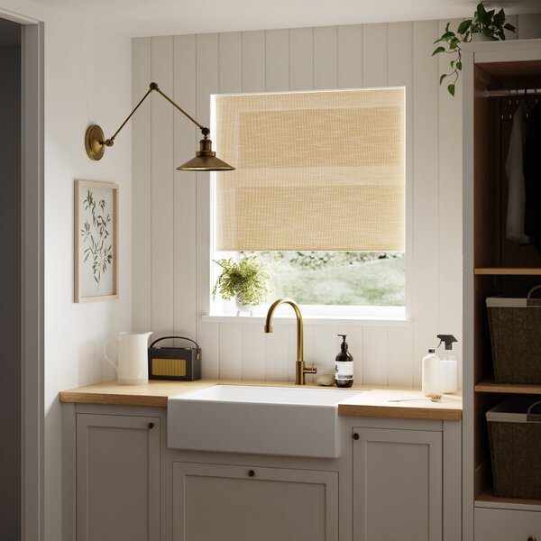 Semi Sheer Texture Daylight Ochre Roller Blind Ochre