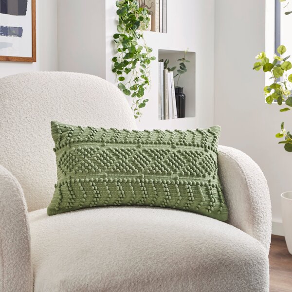 Remade 100% Recycled Bobble Rectangular Cushion Green