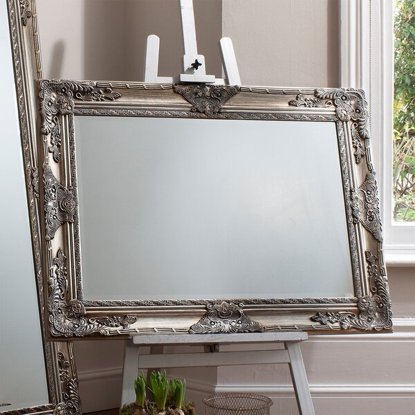 Hollins Rectangle Mirror, Antique Silver 115x84cm Silver