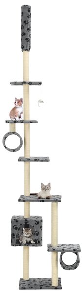 Cat Tree with Sisal Scratching Posts 260 cm Grey Paw Prints