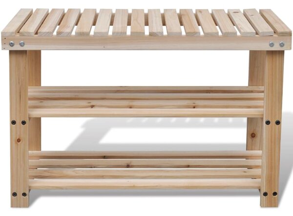 2-in-1 Shoe Rack with Bench Top Solid Fir Wood