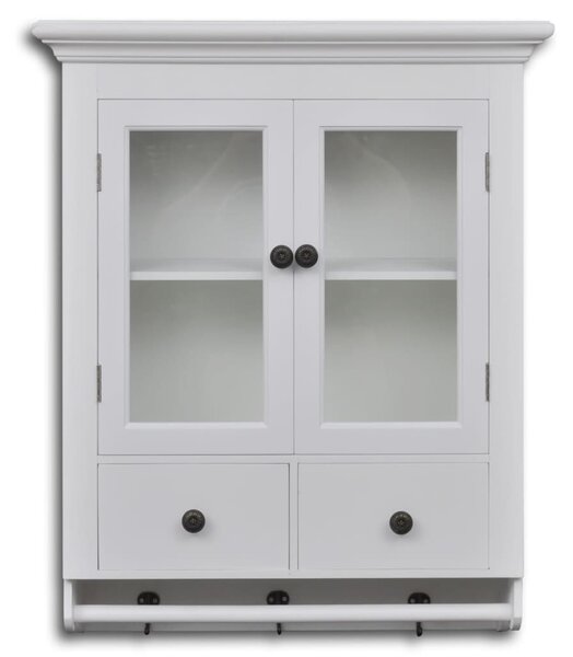 Wooden Kitchen Wall Cabinet with Glass Door White