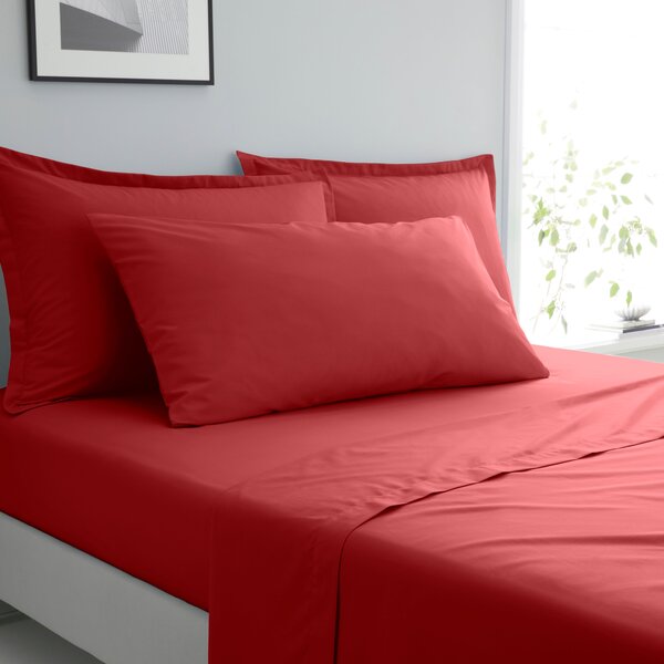 Pure Cotton Bolster Pillowcase Red