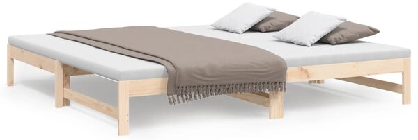 Pull-out Day Bed without Mattress 2x(80x200) cm Solid Wood Pine