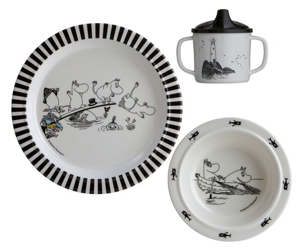 Rätt Start Mumin Water & Bath children's dinnerware set 3 pieces Black-white