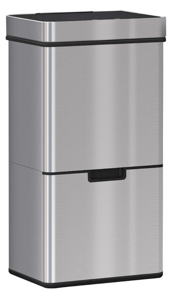 HOMCOM 72L Recycling Sensor Bin, Stainless Steel 3 Compartments for Both Wet or Dry Waste with Removable Lid Kitchen Home