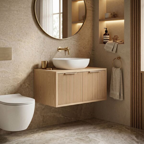 Bathroom vanity cabinet Rea Core 80cm Beige