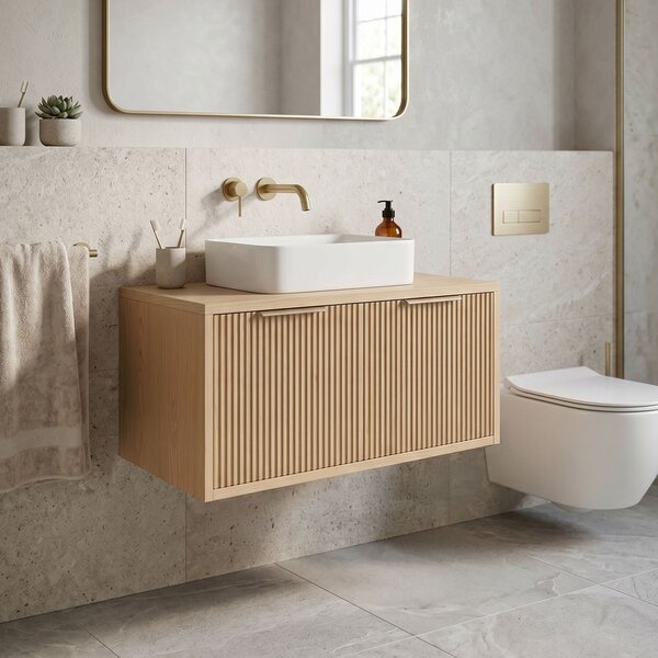Bathroom vanity cabinet Rea Core 80cm Beige