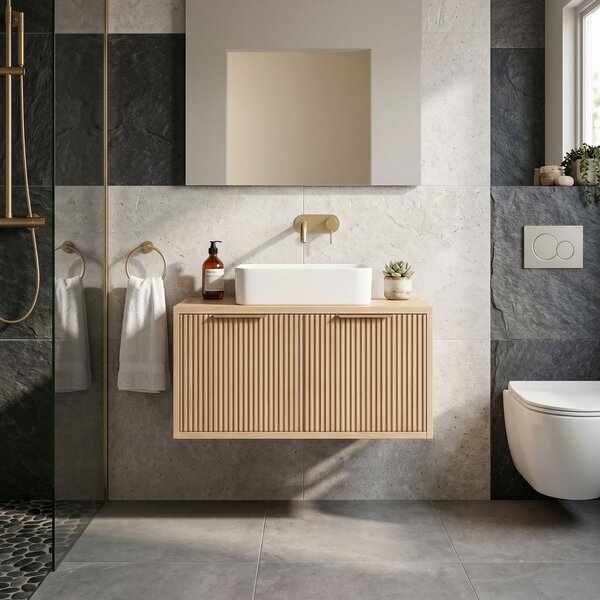 Bathroom vanity cabinet Rea Core 80cm Beige