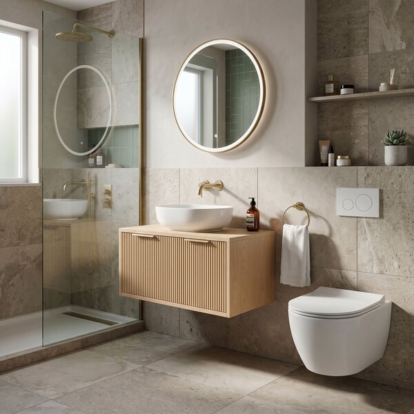 Bathroom vanity cabinet Rea Core 80cm Beige