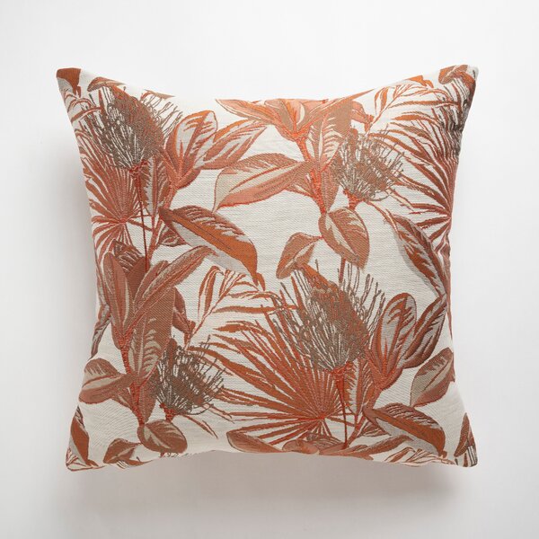 Leaf Floral Cushion Cover Orange/White