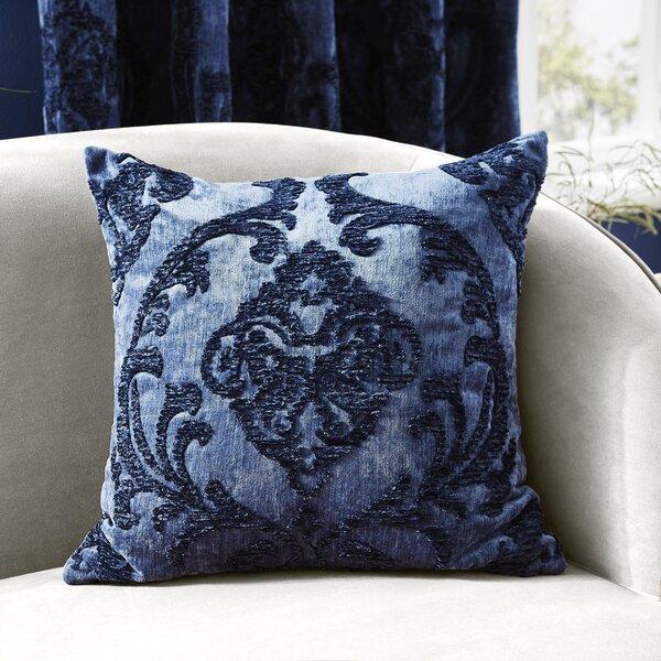 Louella Damask Cushion Navy Blue