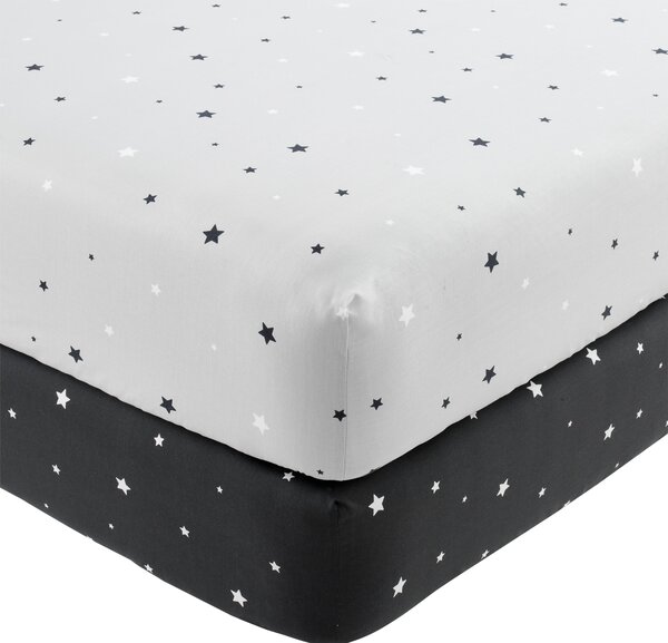 Outer Space Pack of 2 Fitted Sheets Black