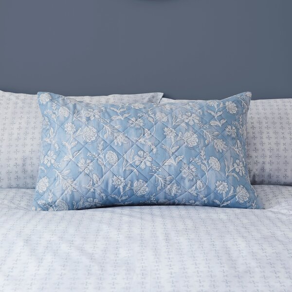Mabel Floral Blue Pillowsham Blue/White