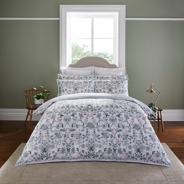 Dorma Winterbourne 100% Cotton Duvet Cover and Pillowcase Set Green