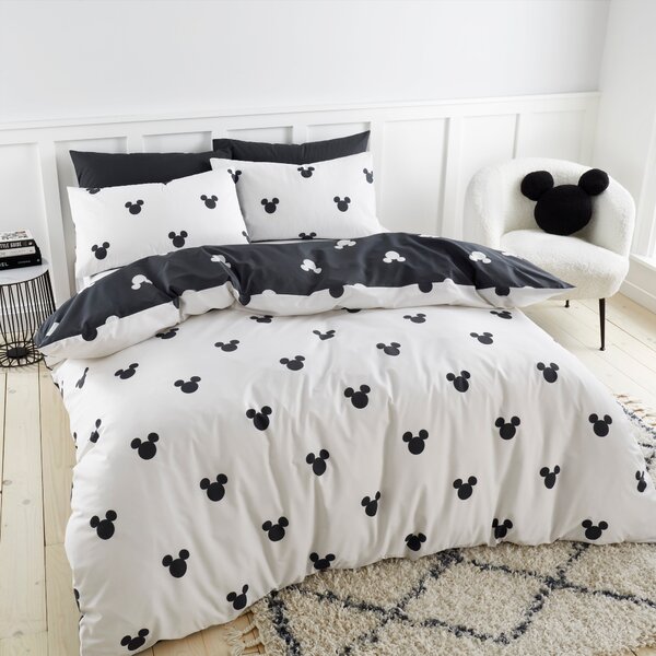 Mickey Mono Duvet Cover and Pillowcase Set Black and white