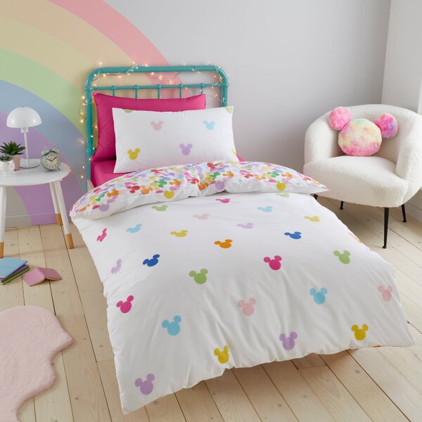 Mickey Rainbow Duvet Cover and Pillowcase Set MultiColoured